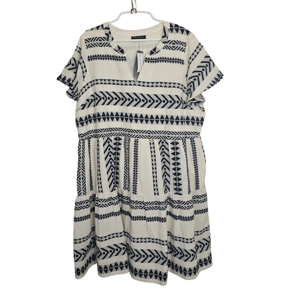 Lane Bryant NWT Flutter-Sleeve Tiered Swing Dress 20 Plus Cotton Short Boho Chic